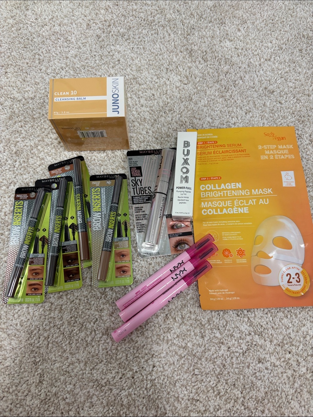 NYX Pink Lipliner Trio with Assorted Makeup artist Kit Collagen Brightening Mask